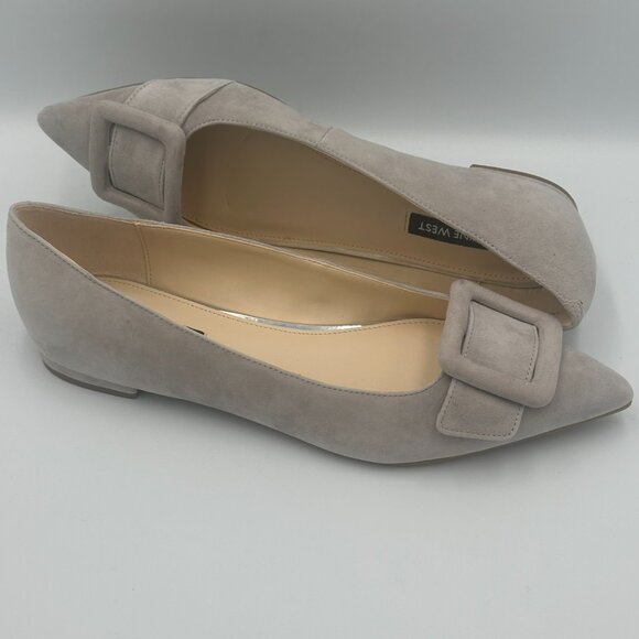 Nine West Women's Gray Suede Jesike Ballet Flats Size 9 - Picture 1 of 6